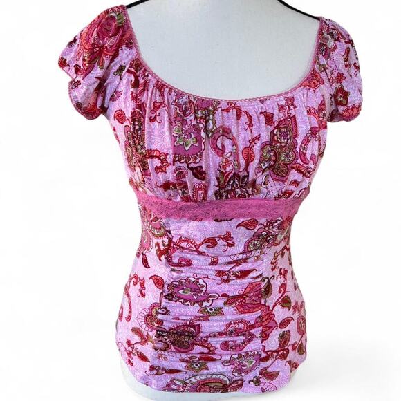 Y2K dead stock trixxi Pink‎ paisley top M/L nwt. - Picture 3 of 7